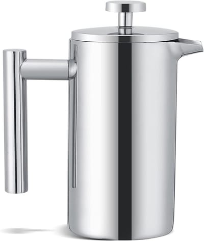 Koffiezetapparaat - Cafetière French Press - Koffie Zetten - Dubbelwandig Geïsoleerd - 350 ml - Zilver