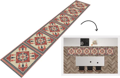 Keukenloper - Loper keuken - Patronen - Tegel - Bloem - Borduren - Arabisch - 300x50 cm - Keukenloper vinyl