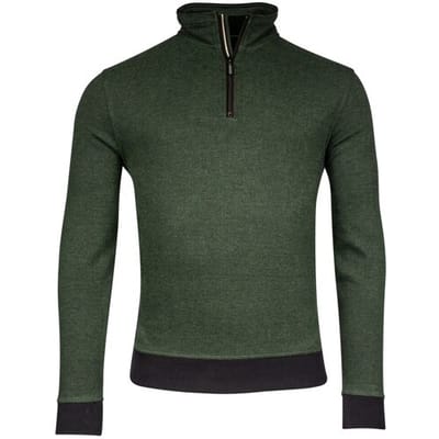 Baileys Trui Sweatshirt Half Zip Yarn Dyed Jacquard Doubleface Interlock Grasgroen / male