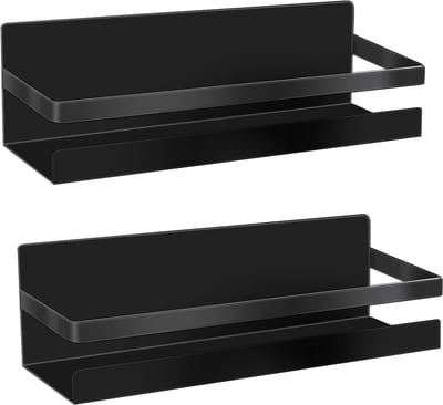PromoHome Magnetisch koelkastrek, 2 stuks, magneet, kruidenrek, hangrek voor keuken, organizer, opslag (zwart)