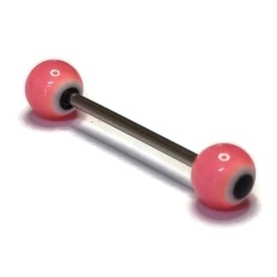 Aramat Jewels | Tongpiercings | Roze Wit Zwart Acryl Tongpiercing - Staal en Acryl | | | |6mm | Staal | Volwassenen | Verkleurd niet