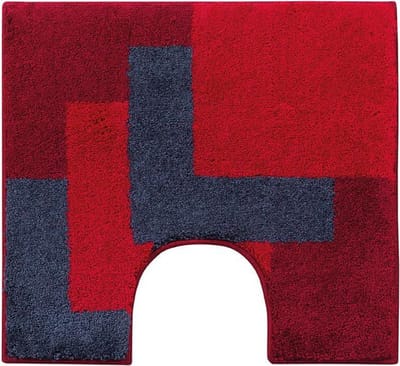 Casilin Toiletmat Vierkant - 55 x 60cm Graduale - Met Uitsparing - Antislip WC Mat - Waterabsorberende Badmat - Wasbaar en Sneldrogend - Zachte microvezel - Rood, Bordeaux