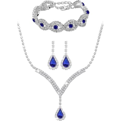 Prachtige Twist Rhinestone Ketting Oorbellen Armband Driedelige Kristallen Sleutelbeenketting Diner Accessoires Ketting