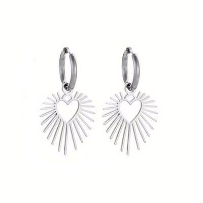 Sun Love Oorringen - Zilverkleurig | 4 x 2,2 cm | Stainless Steel | Fashion Favorite