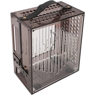23x20.5x12cm Miniatuur ITX PC Behuizing Transparante Acryl PC Behuizing Draagbare DIY Desktop Computerbehuizing 360 zwart
