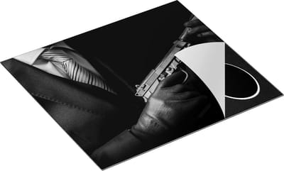 Chefcare Inductie Beschermer Maffia Man met een Pistool in Handen - Zwart Wit - 60x50 cm - Afdekplaat Inductie - Kookplaat Beschermer - Inductie Mat