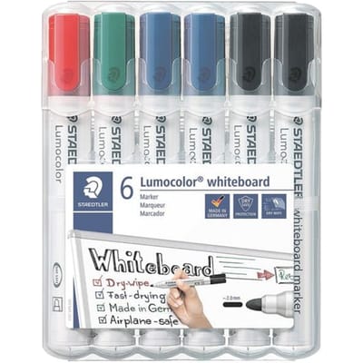 Staedtler Whiteboardmarker Lumocolor 6St Box 351 WP6 X Whiteboardmarkerset Rood, Blauw, Groen, Zwart 6 stuk(s)