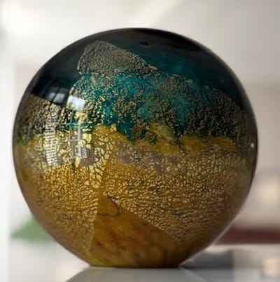 Urn-Glas-Elegance-line-Glasobject-deelbewaring-Bol–Glazen-Mini-urn-voor as-Kunst-Gedenkstuk E01-1,5E-TQ-Sahara
