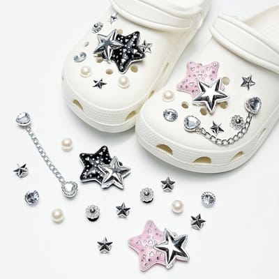Schoenaccessoires-geschikt voor crocs charms- geschikt voor crocs pins- geschikt voor crocs Accessoires- geschikt voor Crocs Jibbitz-CJ-255 ketting vol sterren parels