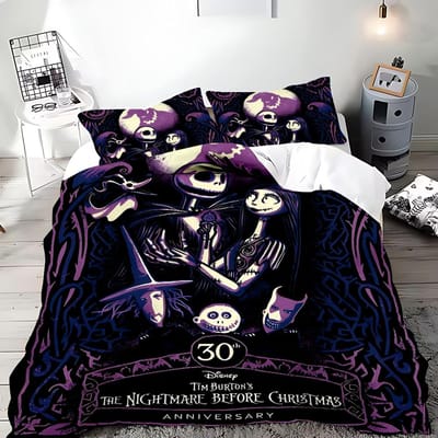 L'Étrange Noël de Monsieur Jack Housse de couette Taie d'oreiller Ensemble de literie Adulte Garçon Fille Décoration de chambre d'enfant Simple Double Grande Taille AU King(245*210cm)3pcs