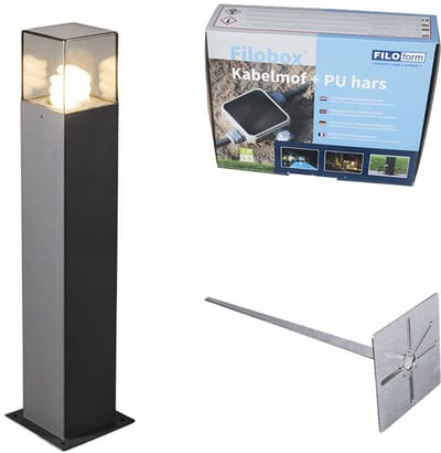 QAZQA denmark - Moderne Staande Buitenlamp | Staande Lamp voor buiten - 1 lichts - H 500 mm - Donkergrijs - Buitenverlichting