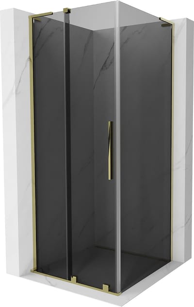 Mexen Velar L schuifdouchecabine 90 x 90 , grafiet, goud - 871-090-090-43-50