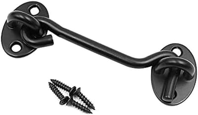 Allecto - Windproof Hook - Deurslot - Duurzaam en Rostvrij - Zwart - Veiligheidshaken - Perfect voor Deuren en Ramen - 4 Inch