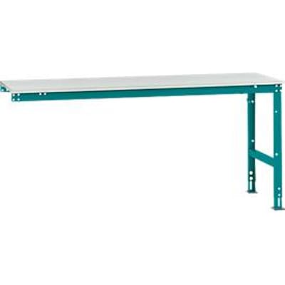 Manuflex aanbouwtafel UNIVERSAL Standaard, 2000 x 800 mm, melamine lichtgrijs, waterblauw