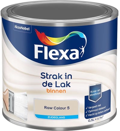 Flexa - Strak In De Lak Binnenlak Zijdeglans - Raw Colour 5 - Mengverf - 500 Ml