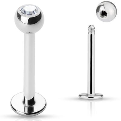 Piercing press fit steen 1.2x8 - wit - LMPiercings