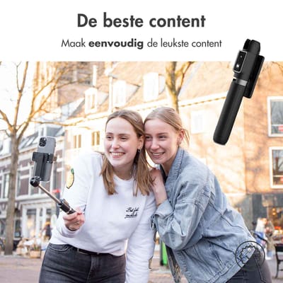 imoshion 2-in-1 Selfie Stick - Universele Selfiestick met Statief - Tripod Telefoon Statief - Inclusief Bluetooth Afstandsbediening - Universele Telefoonhouder - 67 cm