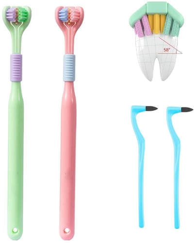 MTTproducts- Tandenborstel driezijdig V-vormig ontwerp - Zachte tandenborstel - Autisme-tandenborstel - Sensorische tandenborstel - Ideaal voor volwassenen/kinderen - PBT-materiaal - Driezijdige Tandenborstel