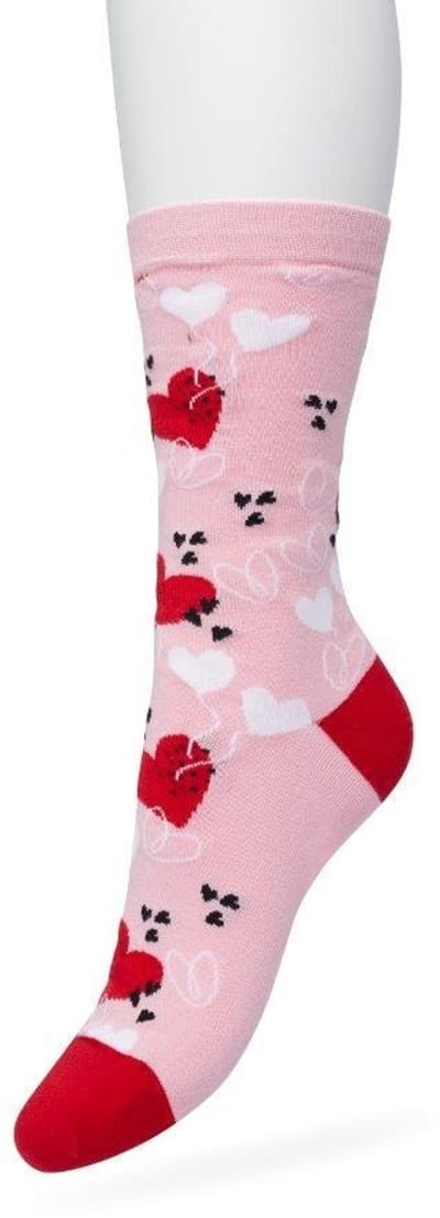 Bonnie Doon Dames Sokken met Hartjes maat 36/42 Roze - Thema Sokken - Liefde - Love - Valentijn - Moederdag - Cadeau Sokken -Word je Happy en vrolijk van - Zacht Katoen met Gladde Teennaad - Comfortabel - Perfect Cadeau - Orchid Pink - BT991126.306