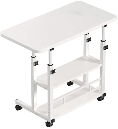Dailygoods Computerbureau met opbergplanken Draagbare laptop PC-bureau Mobiel sta-bureau In hoogte verstelbaar Rollend b