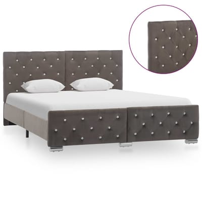 vidaXL - Bedframe - fluweel - grijs - 140x200 - cm