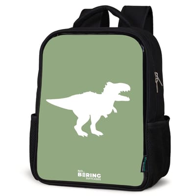 NoBoringSuitcases.com® - Rugzak zwart - Schooltas jongen & meisje - Groen met T-rex dino - Rugtas voor school - Boekentas kind - Schoolrugzak - Kinderrugzak