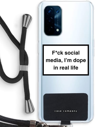 Case Company® - Hoesje met koord geschikt voor Oppo A74 5G hoesje met Koord - I'm dope - Telefoonhoesje met Zwart Koord - Bescherming aan alle Kanten en Over de Schermrand