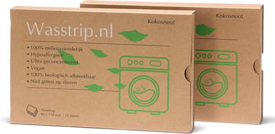 Wasstrips 64 Wasbeurten Kokosnoot Voordeelverpakking – Wasmiddeldoekjes – Wasvellen – Wasdoekjes – Detergent Sheets – Laundry Strips
