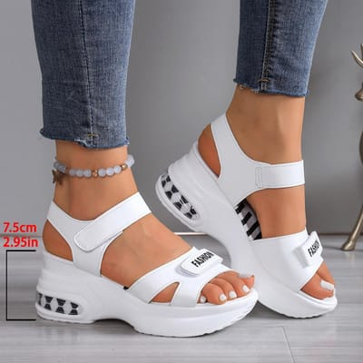 Casual Sportieve Dames Sandalen Zomer Dikke Hak 8CM Romeinse Strandschoenen Buiten Platform Dames Open Teen Strand Sandalen 35 black