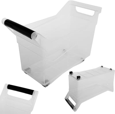 KADAX Opbergdoos, opbergdoos met wielen, kunststof containers met handgrepen, plastic containers, transparante opbergkist (14 liter)