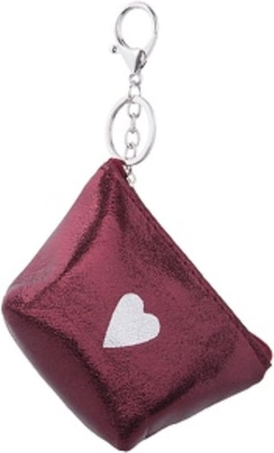 Gemakkelijk om erbij te hebben, dit handige en mooie rits portemonneetje in een glinsterende wijnrode kleur met een zilverkleurig hartje aan de voorkant. Voorzien van een zilverkleurige sleutelring en karabijnsluiting. Voor uzelf of Bestel Een Kado