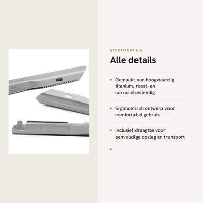 Dailygoods- Schop titanium - Multifunctioneel gereedschap - Ergonomische handgreep - Lichtgewicht 56 gram - Draagtas inbegrepen - Roestvrij en duurzaam - Multitool