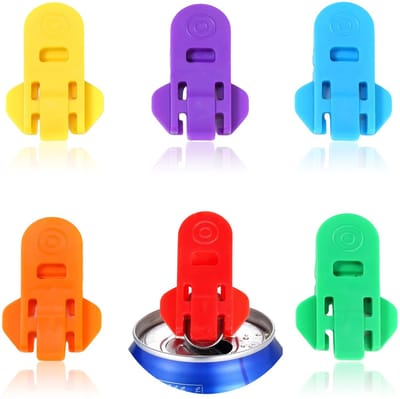 Ynkkvre - Handmatige Blikopener - 6 Stuks - Kleurrijke Frisdrank en Bier Blikopener met Deksel - Premium Plastic Blikopener voor Pop, Cola, Bier, Limonade en Aluminium Dranken