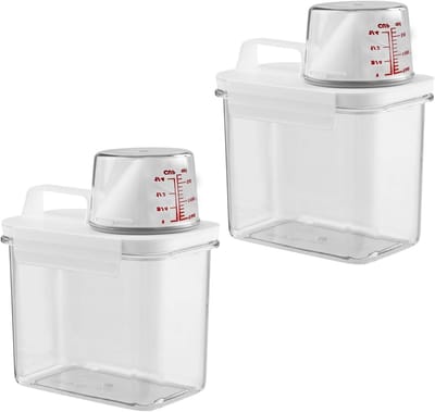 Wasmiddeldispenser voor wasmiddel en granenopslag - Met draaggreep - Maatbeker - Opslagcontainer voor wasmiddel - Geurversterker - 1100 ml