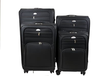 Kofferset Banerle - 4 Delig Softcase - 4 Wielen Reisbagage - Zwart