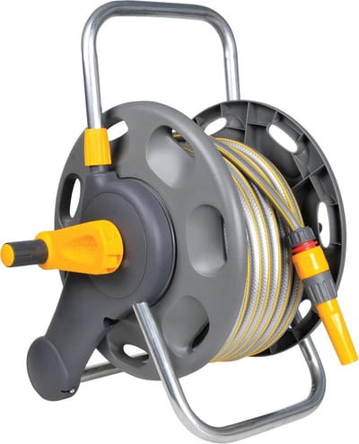 Slanghaspel 50m - Waterhaspel - Tuin bewateren - Vrijstaand of wandmontage - 60 meter capaciteit - Grijs
