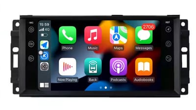 Autoradio 2/32 met Carplay en Android auto | Geschikt voor Jeep Compass Patriot Commander Grand Cherokee Wrangler, Dodge Kaliber, Challenger Ram, Chrysler 300C, Chevrolet Epica Sebring 2006-2015 | Radio scherm met Navigatie | 2006 2007 2008 2009 2010