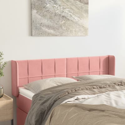 vidaXL - Hoofdbord - met - randen - 147x16x78/88 - cm - fluweel - roze