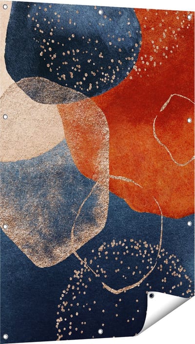 Gards Tuinposter Abstracte Kunst van Cirkels - 80x120 cm - Tuindoek - Tuindecoratie - Wanddecoratie buiten - Tuinschilderij