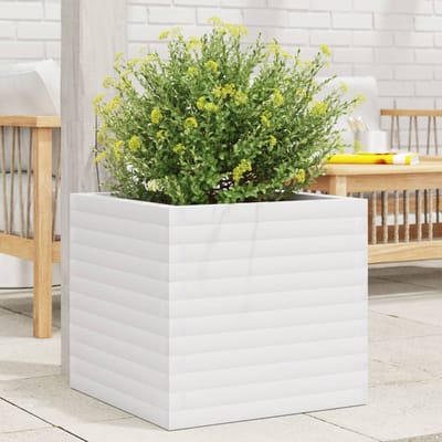 vidaXL - Plantenbak - 50x50x46 - cm - massief - grenenhout - wit