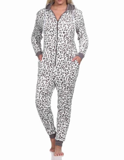 Dames pyjama overall jumpsuit in koraal fleece in dierenlook