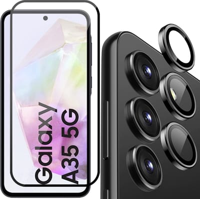 Screenprotector & Camera Protector geschikt voor Samsung Galaxy A35 - Volledig Dekkend Glas