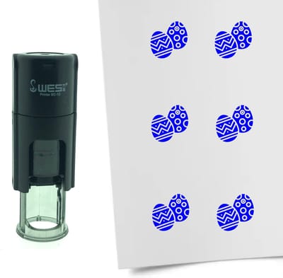 CombiCraft Stempel Paaseieren 10mm rond - blauwe inkt
