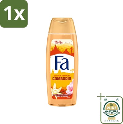 1 x Fa - Douchegel - Golden Tempels Cambodia - Exotische Geur - Verfrissend - 250 ml- Douchegel - Geur Vanille - Geur Amandelbloesem - Golden Tempels Cambodja - Exotische Geur