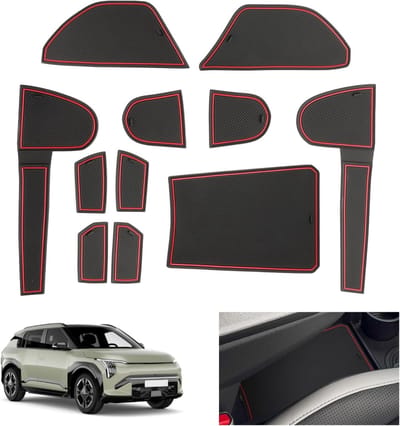 Anti-slip Rubber Matten voor Kia EV3 GT Line 2025-2027, Bescherming voor Center Console, Cup Holder en Deur, Accessoires voor Auto-interieur