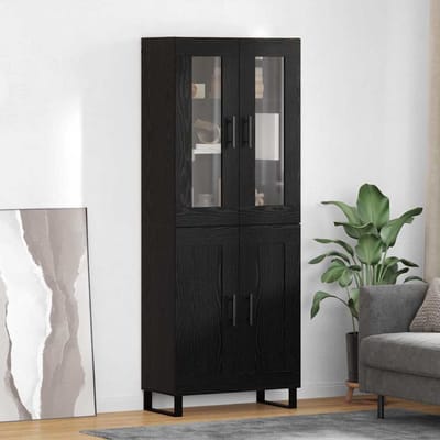 vidaXL - Highboard - 2 - st - Zwart - Eiken - 69,5 - x - 34 - x - 180 - cm - Bewerkt - hout