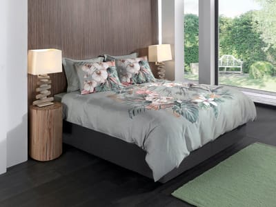 Heckettlane Dekbedovertrek Ana - Dekbed met instopstrook - Groen - Dekbedovertrek van 100% Katoen-Satijn - Bloemen - 140x200-220 cm + 1 sloop 60/70 cm - Bangkok