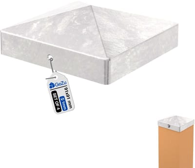 GeZu Impex Paalkappen Thermisch verzinkt Set van 4 91 x 91 mm afdekkap afdek palen kapjes voor schuttingpalen
