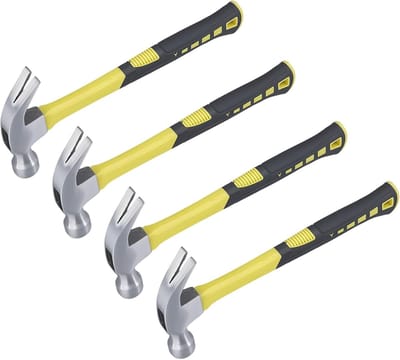 4 Stuks 16 oz Klauwhamer, 13 Inch Carbon Stalen Gebogen Hamer met Ergonomische Grip voor Spijker Trekker, Huishoudelijk Gebruik, 500g, Duurzaam en Handzaam
