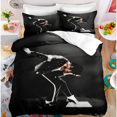 Collection de Literie Michael Jackson Simple Jumeau Complet King Size Génie Musical Avec Linge de Lit Adultes Adolescents Chambre à Coucher Housse de Couette 200X200Cm Collection EU King 240x220cm